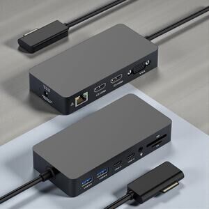 Surface Docking Station Dual HDMI VGA Ethernet USB 3.0 SD for Pro Go Book